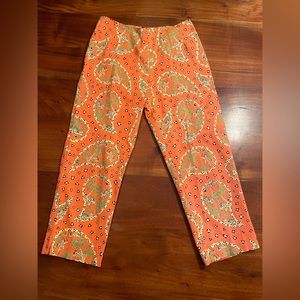 Govango Women’s Orange Paisley Trousers Sz 8